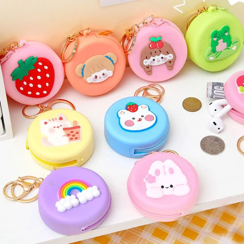 

Fashion Silicone Animal Coin Purse Round Shape Keychain Silicone Coin Bag Bag Pendant Cartoon Headset Bag Women