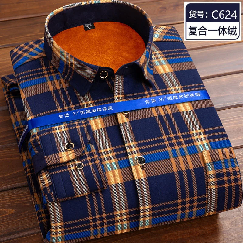 2023 Autumn/Winter New Fashion Plaid Long-Sleeved Shirt Men\'s Casual Comfort Thickening Thickening High Quality Plus-Size Shirt