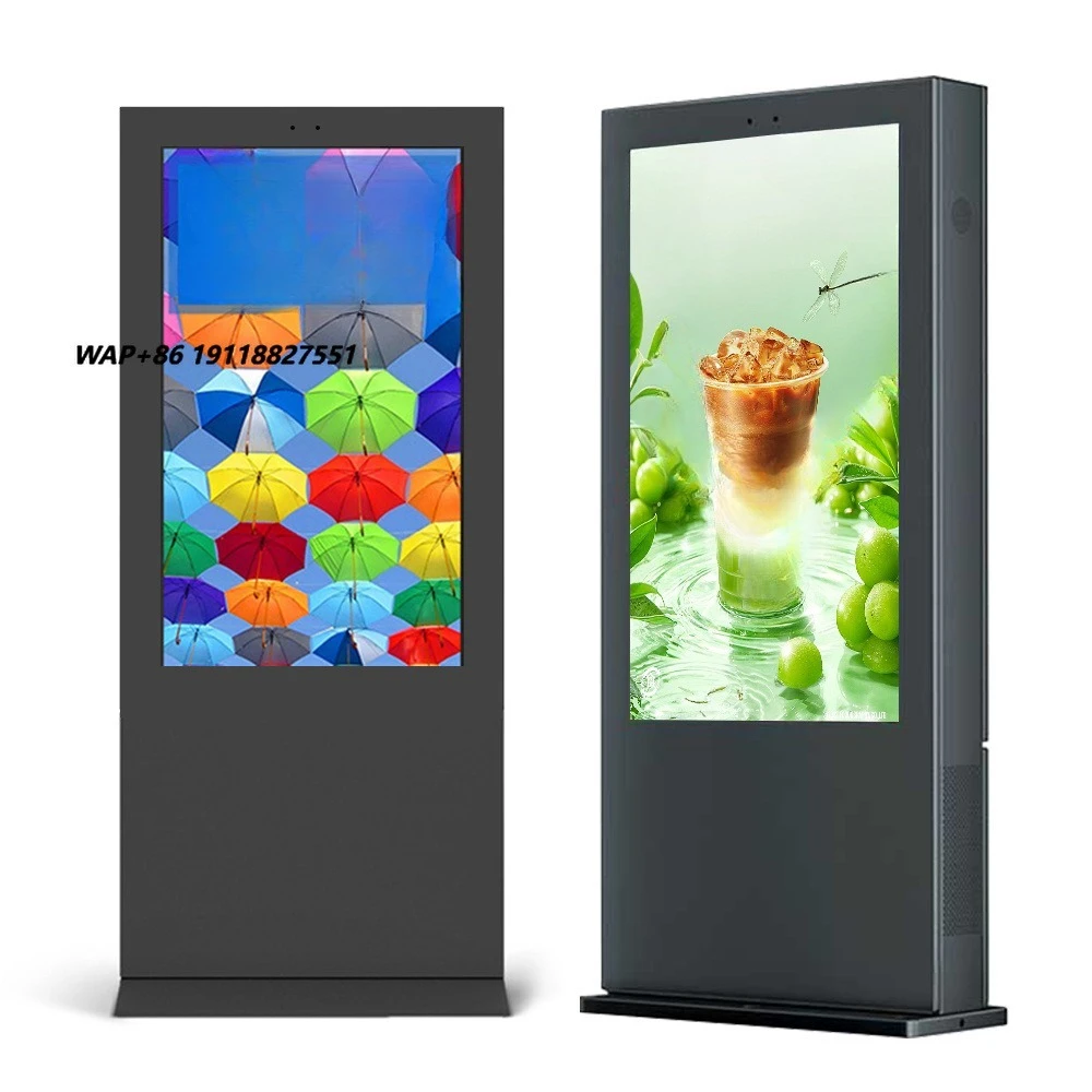 VETO 55 65 75 86 Inches Floor Standing LCD Advertising Player Waterproof Outdoor Touch Totem Interactive Digital Signage Kiosk