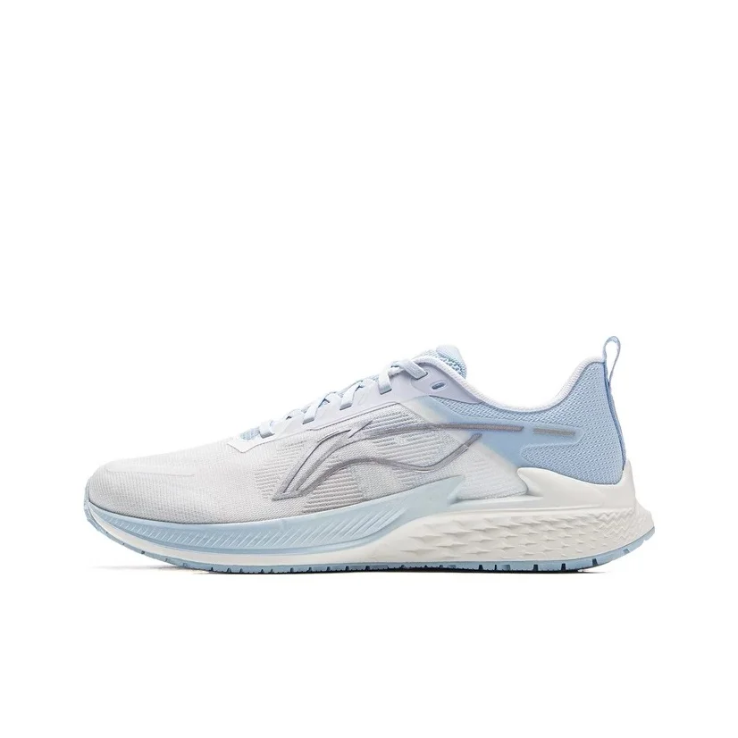 Chaussures de course Li Ning pour femme, coupe basse, blanc standard, bleu glacier