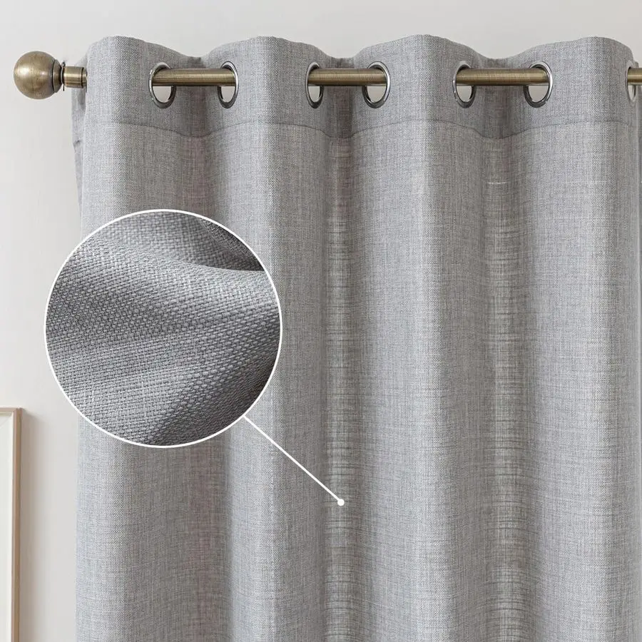 

Textured Curtains, 102 Inch Curtains 2 Panel Set, Light Filtering Semi Sheer Drapes, Elegant Grommet Top Window Treatments for L