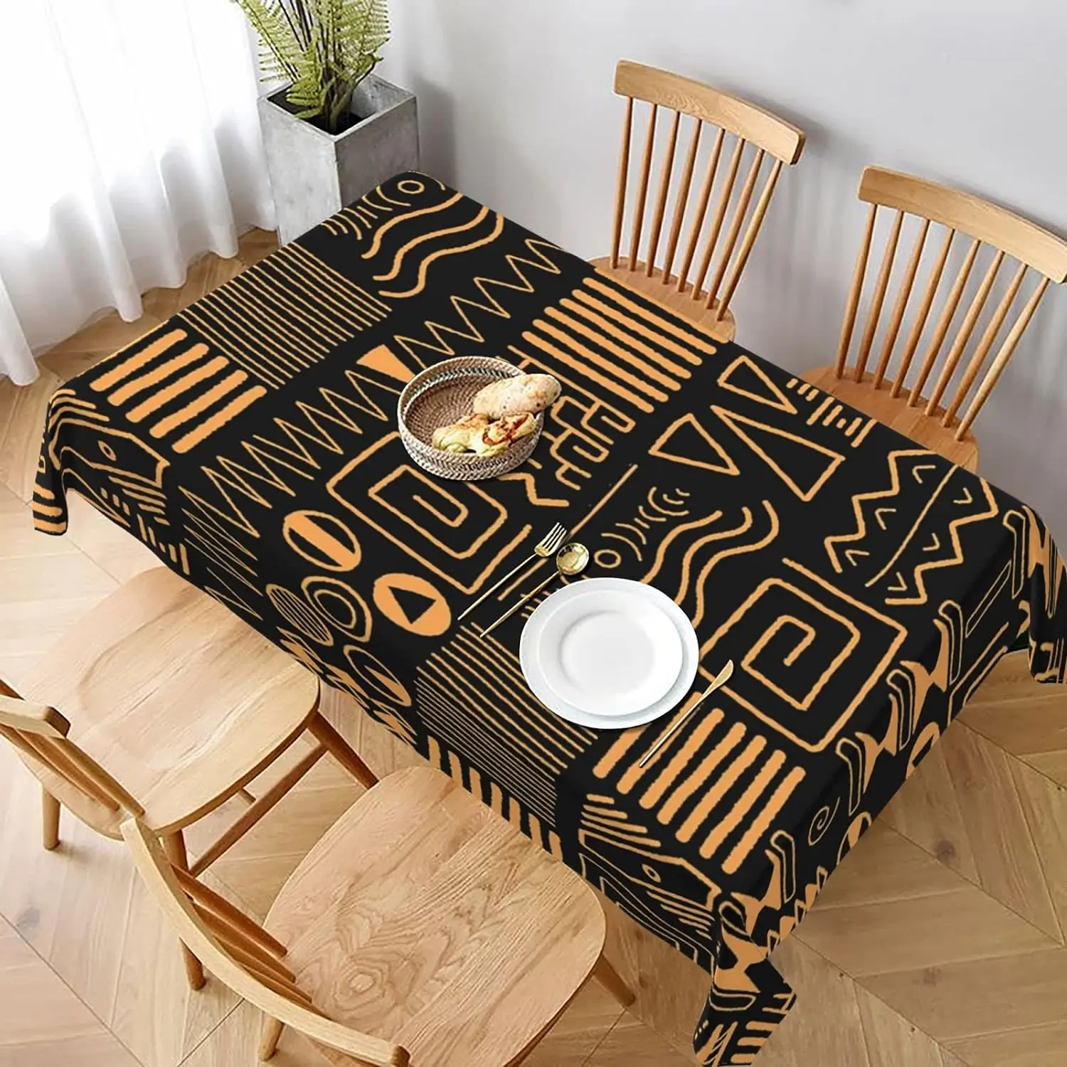 African Ethnic Pattern Rectangle Tablecloth Kitchen Dining Table Decor Washable Waterproof Tablecloth Holiday Party Decorations