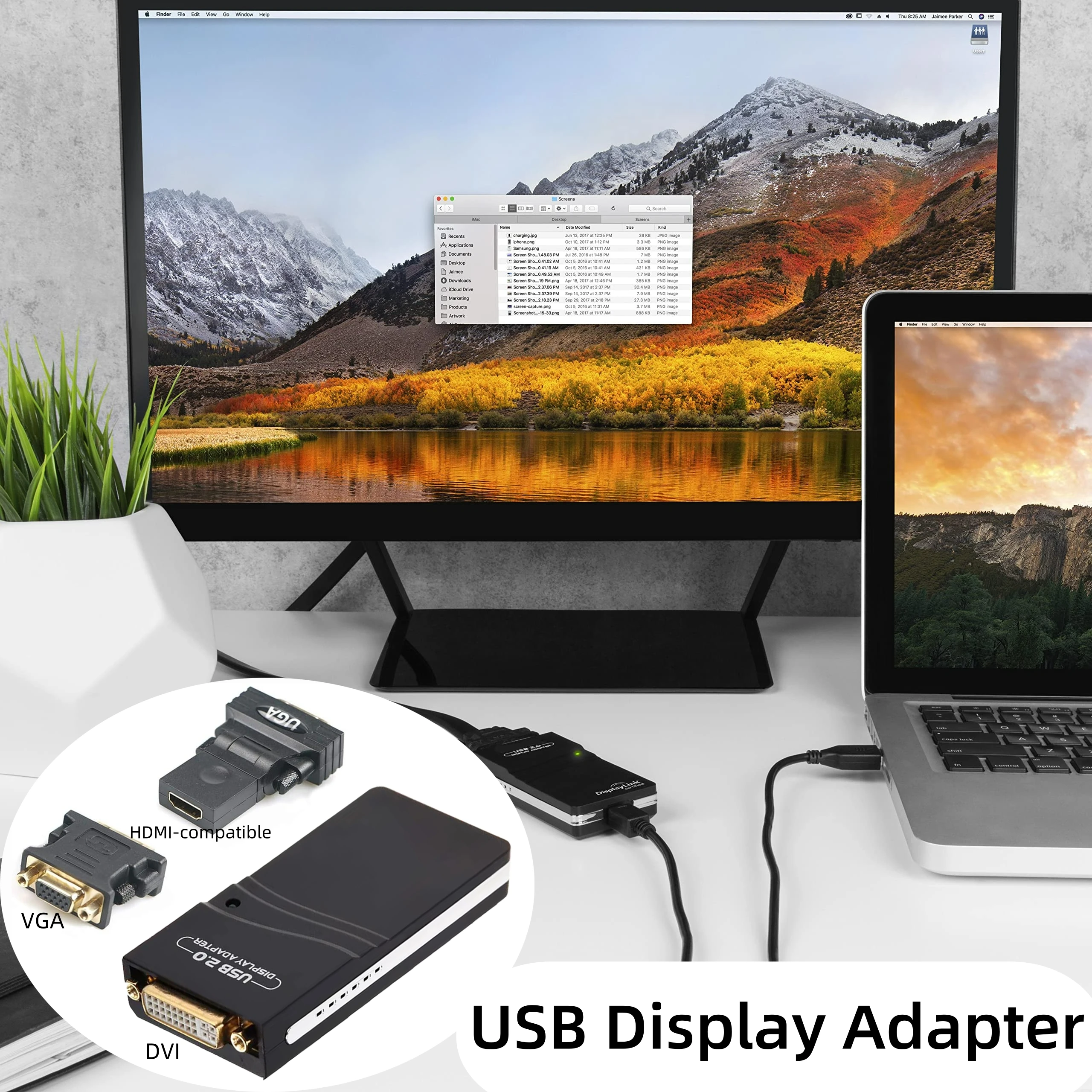 USB 2.0 to DVI/VGA/HD Port External Graphic Card Video Converter Multi-display Adapter for Windows MACOS PC Monitor Projector