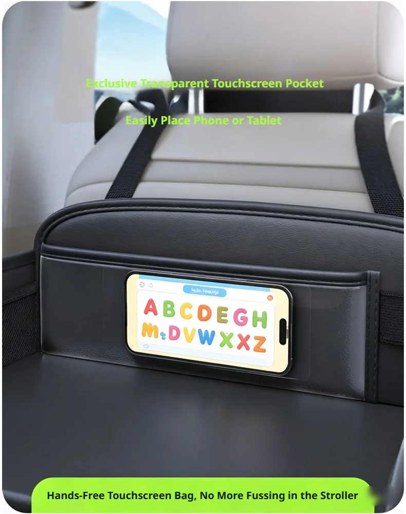 SEAMETAL Auto-Rücksitzablage, Esstisch für Kinder, Spielzeug-Organizer, große Tischplatte mit mehreren Aufbewahrungstaschen, wasserdicht – Detail 9