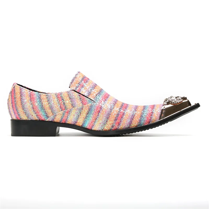 Brett Frühling Herbst Schuhe für Männer Metalle Hut Spike rosa Business Bankett Party sozialisieren Rindsleder Hochzeit Herren schuhe – Detail 15