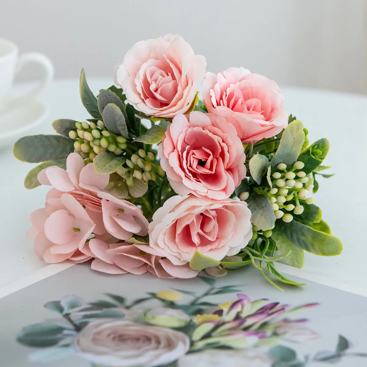 Künstliche Blume Rose Hortensie DIY-Geschenk Weihnachtsfest Party Bonsai Heim Außenbereich Garten Wanddekoration Hochzeit Brautstrauß – Detail 6