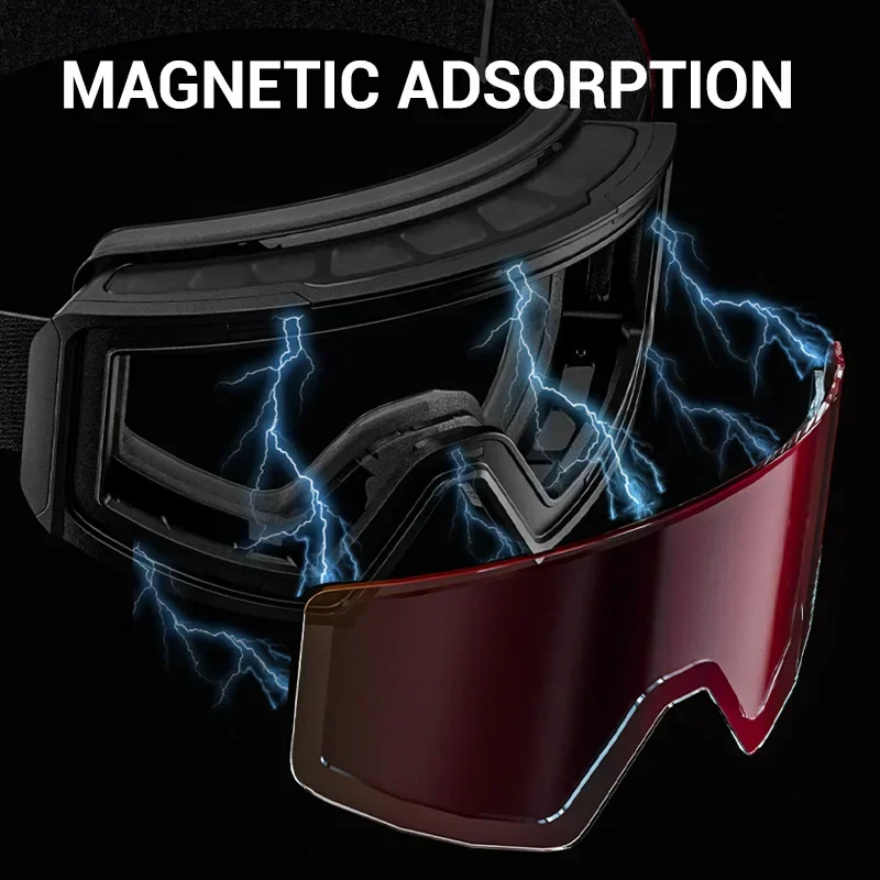 Kapvoe czerwone fotochromowe śniegowe męskie magnetyczne snowboardowe gogle narciarskie zestaw Anti-Fog ochrona UV400 damskie okulary narciarskie okulary narciarskie