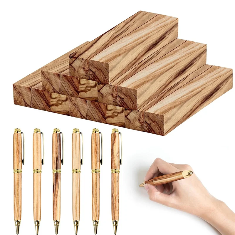 ABNO-15 قطعة من أدوات أقلام خشب الزيتون الفراغات لوازم تحول القلم DIY الحرف اليدوية، 5 × 3/4 × 3/4 بوصة