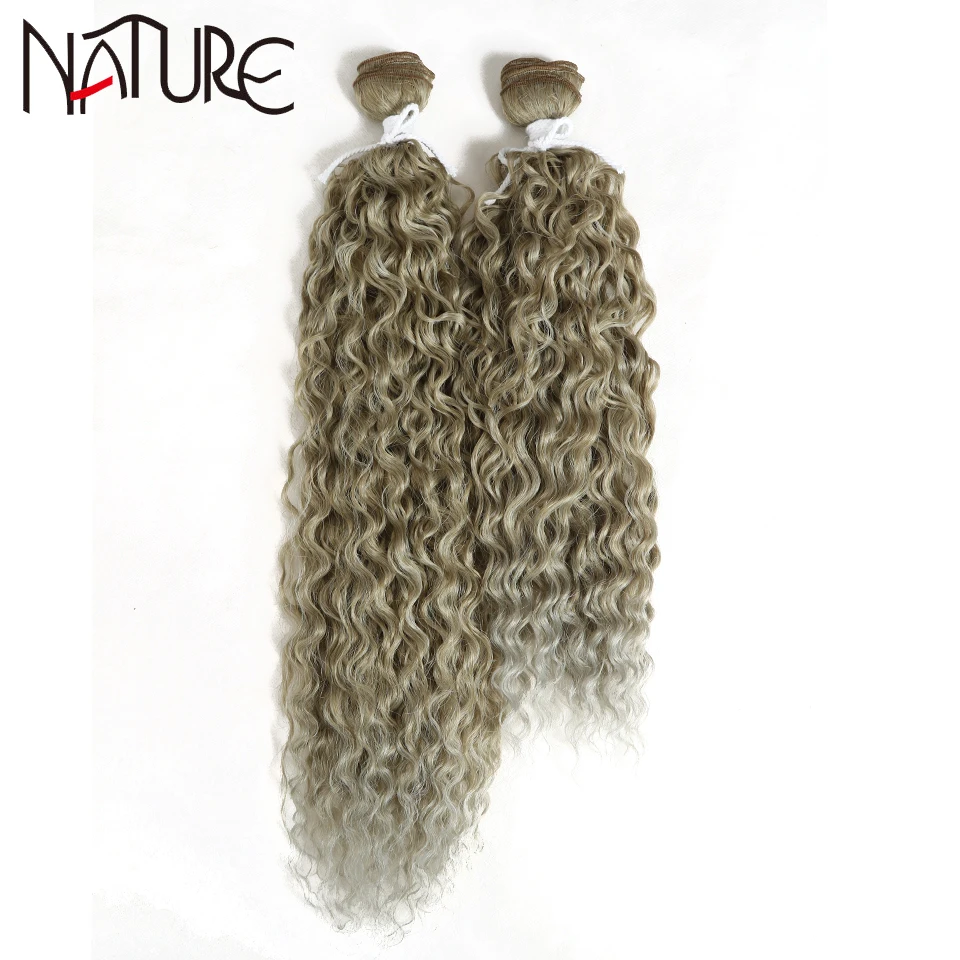 

Afro Kinky Curly Grey 18 22 Inch Hair Curl Synthetic Bundles Brown Water Wave Natural Soft Brazilian Weaving Hair Extension