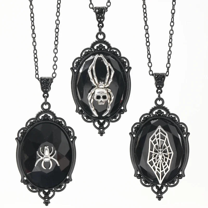 Gothic Style Spider Pendant Necklace, Unique Halloween Gift