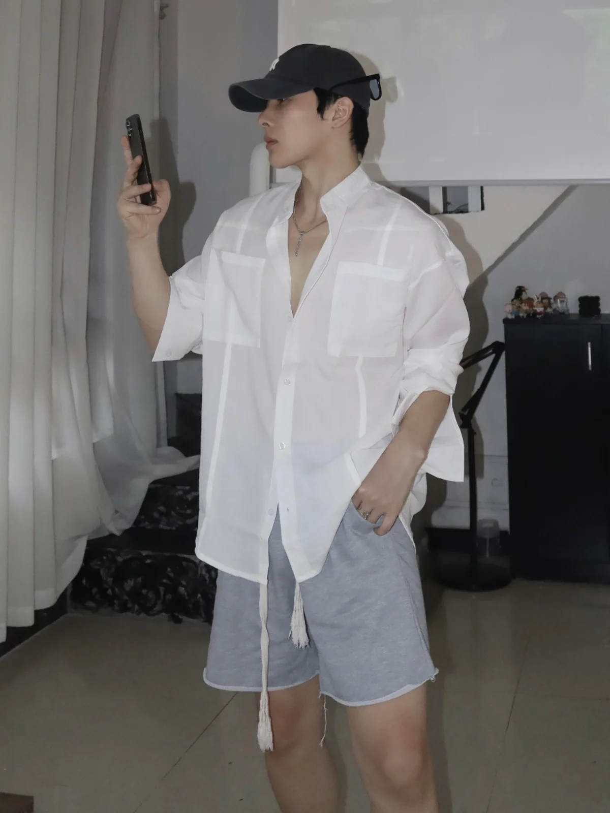 

Summer New Men's Long Sve irt Korean Sle Simple Color Faion Casual Cotton Linen Breathable Thin Cotton irt