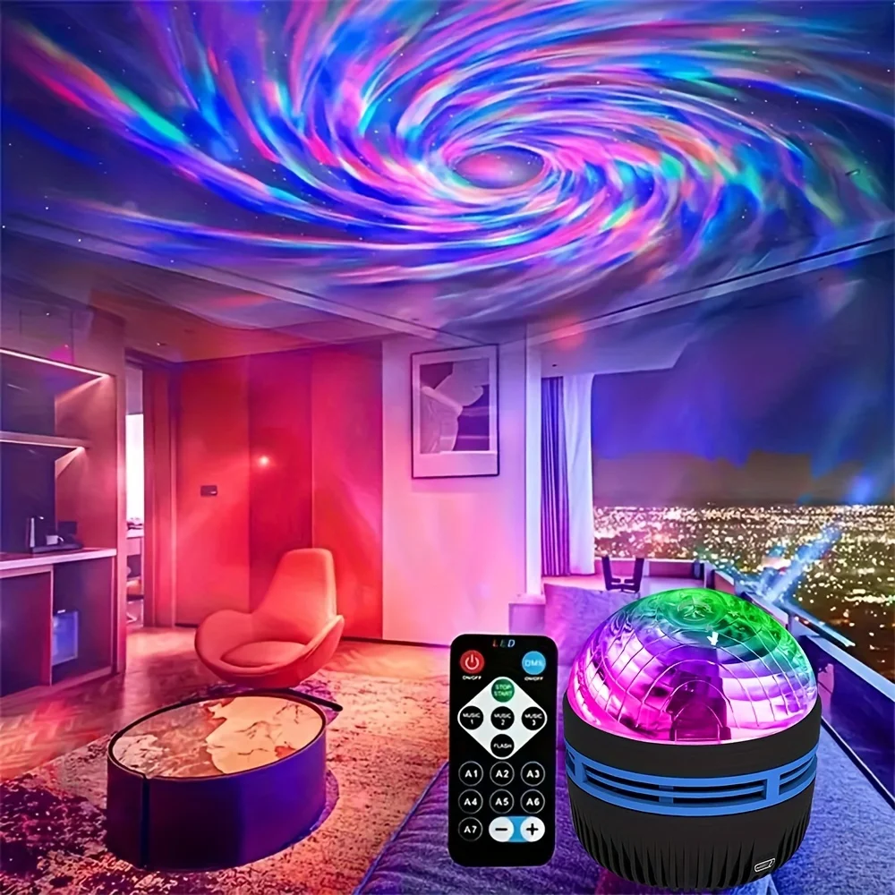 LED Starry Sky Projector Light with Remote Control USB Colorful Christmas Night Light for Magic Ball Stage KTV Room Decorations