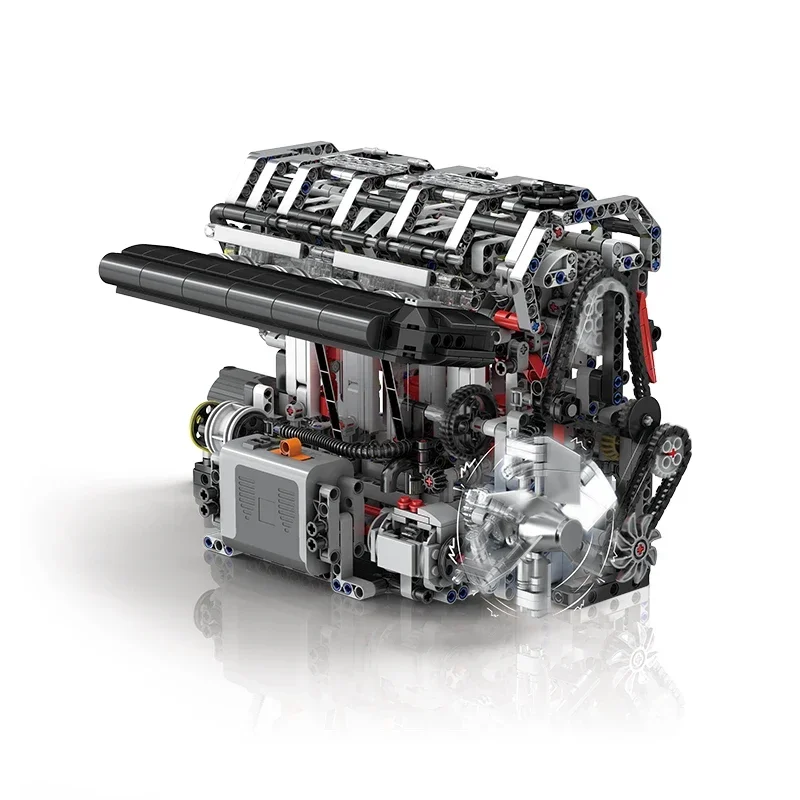 เครื่องยนต์ V8 L4 Building Block ชุด Aeroengine อาคารของเล่นมอเตอร์ไดรฟ์ภาพจําลองรูป 3D คอลเลกชันรถเครื่องประดับ