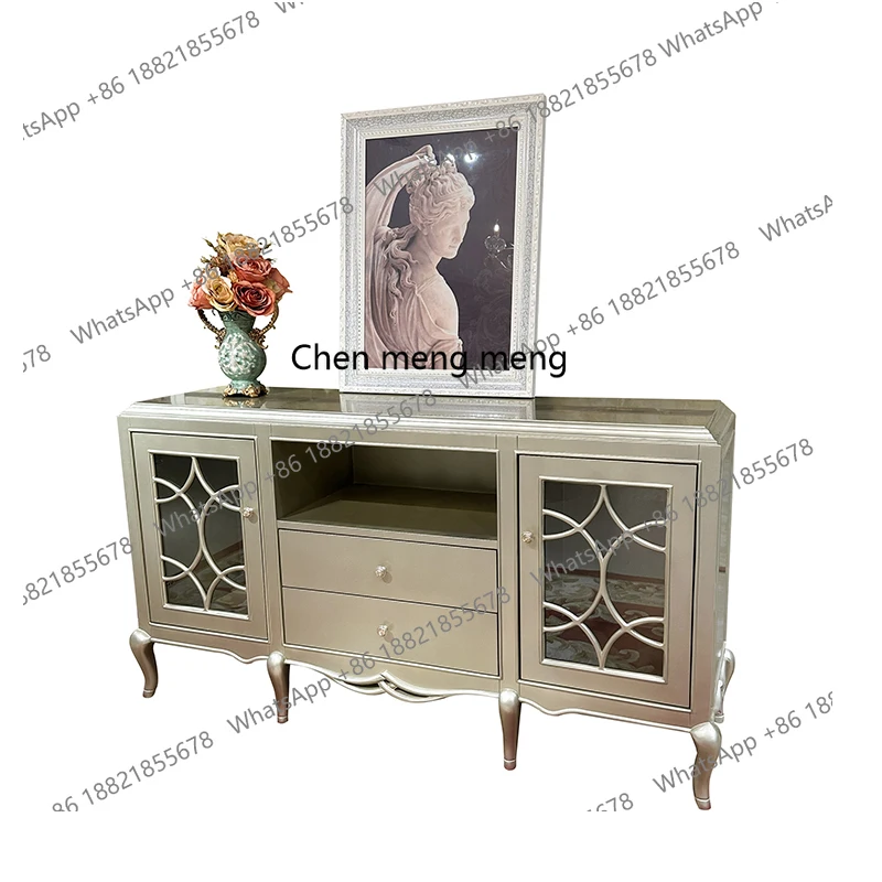 

French solid wood dining side cabinet, European court neoclassical entrance cabinet restaurant locker