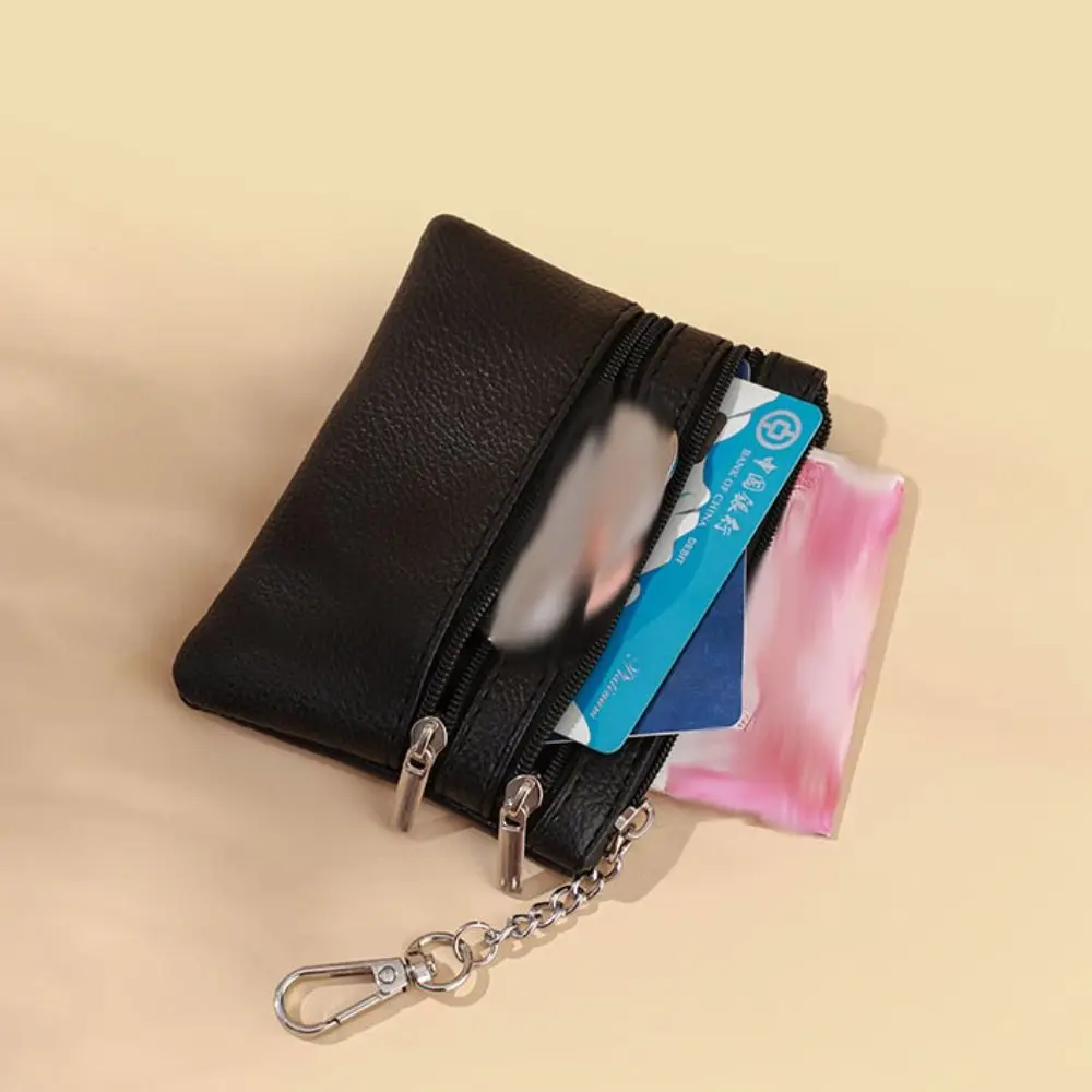 Simple Korean Style Lichee Pattern Coin Purse Zipper Wallet Small Item Bag Coin Purse PU Three Pouch Wallet Men