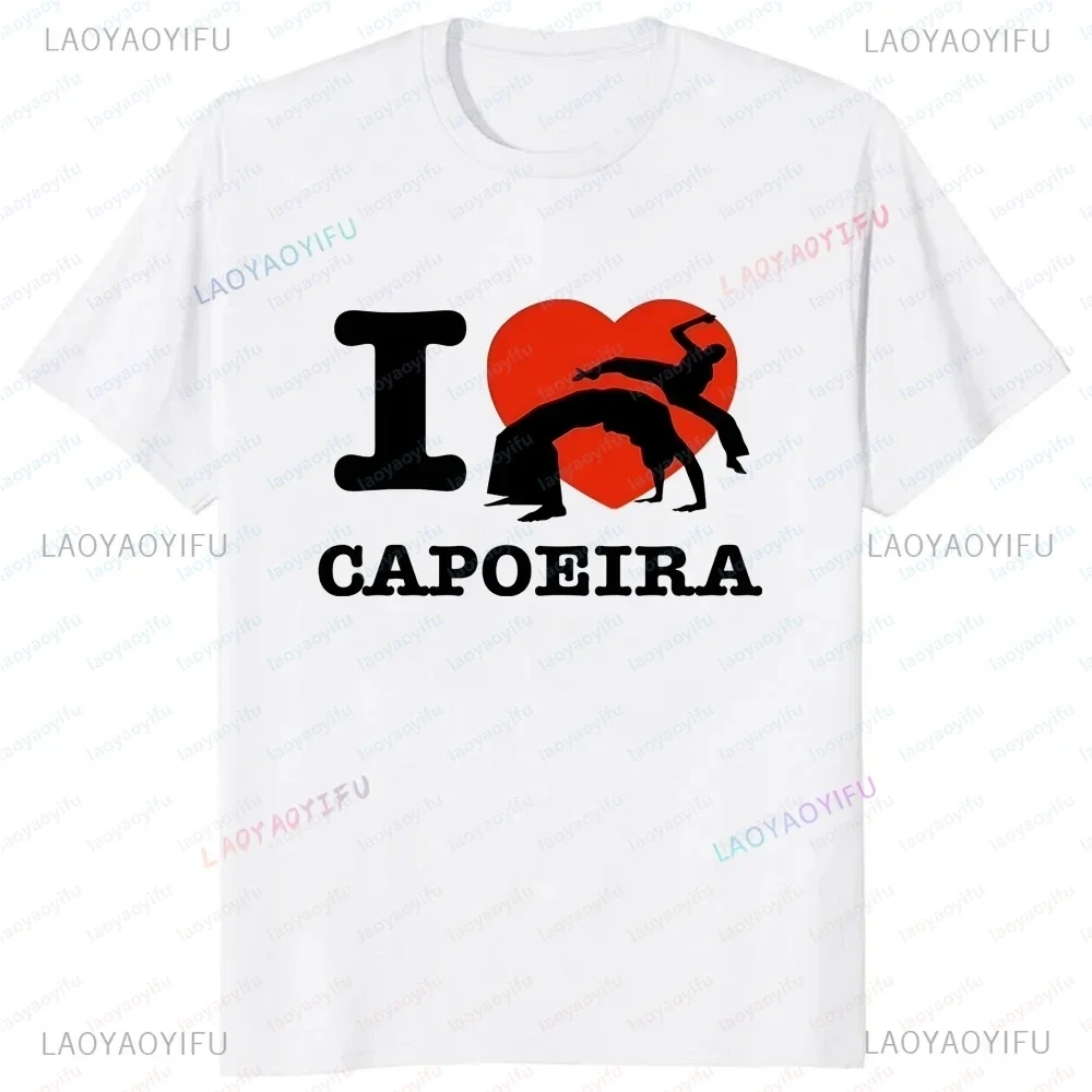I Love Brazilian War Dance Print T-shirt Top Capoeira Summer Trend Short Sleeve Neutral Shirt Cotton Oversized Loose T-shirt