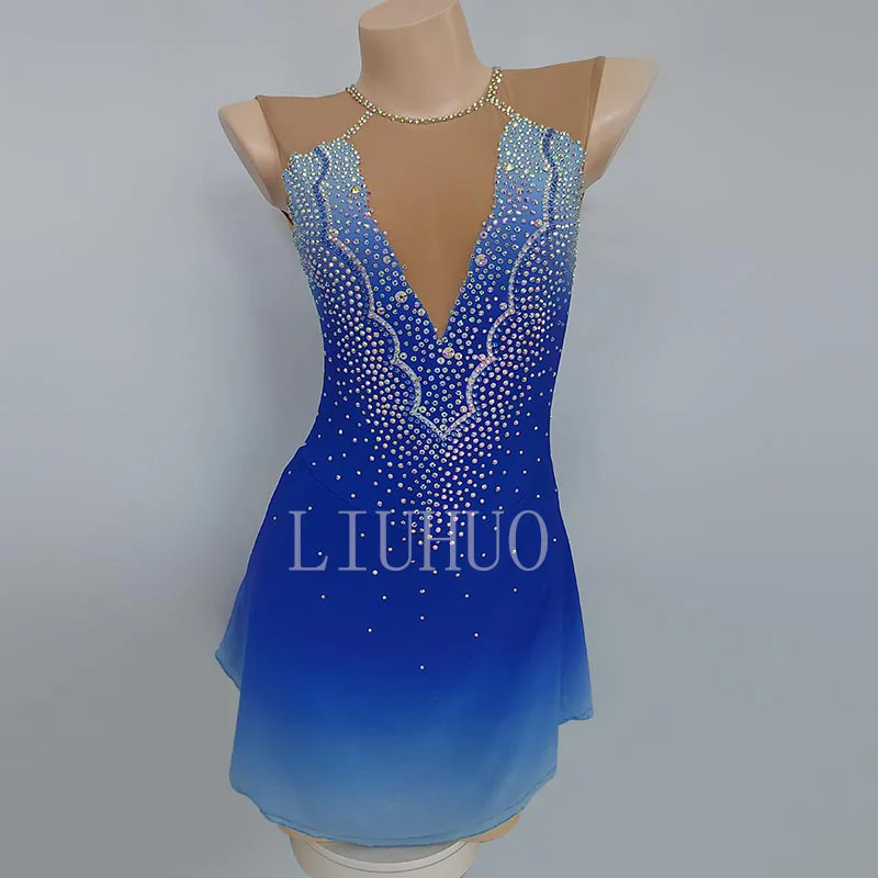 

Figure Skating Dress Custom Children Adult Competition Dress Competitive Dress Blue