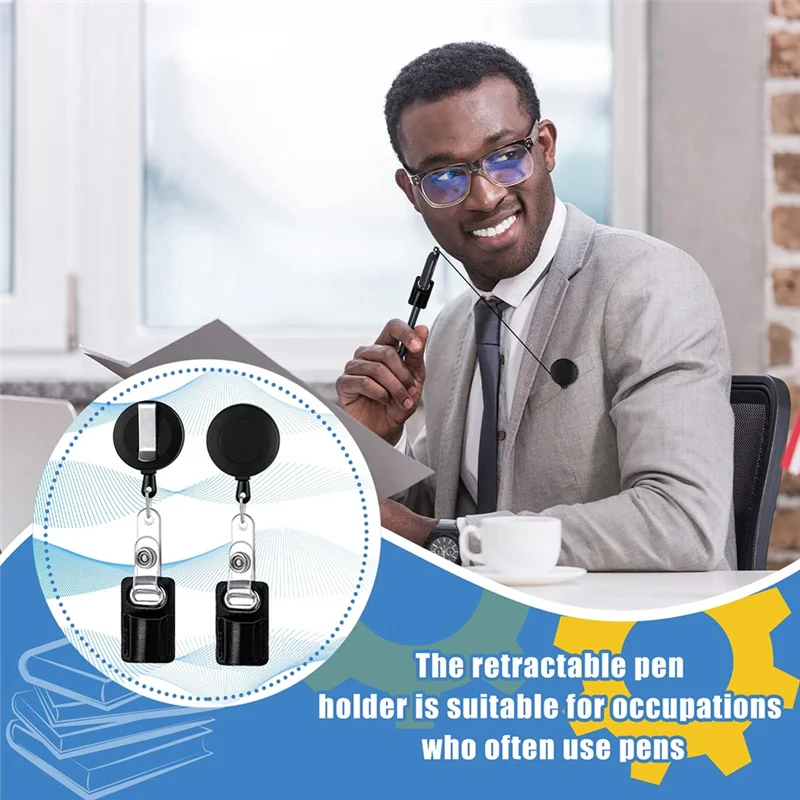 

T98C-10Pc Retractable Pull Pen Pencil Holder Lanyard Leather Portable Pen Badge Reel Clip For Carpenter Pencil Nurses Teacher