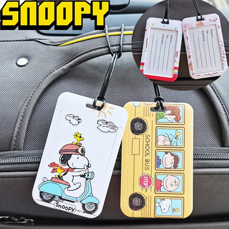 1PC Snoopy Portable Luggage Tag Cute Suitcase Identifier Label Baggage Board Bag Tag Name ID Address Holder Travel Passport Card