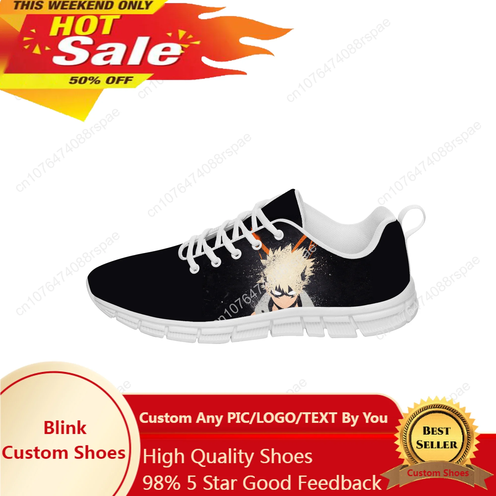 Chaussures de sport blanches Bakugou Katsuki pour hommes et femmes, baskets décontractées pour adolescents, chaussures de course personnalisées, chaussures de couple de haute qualité, chaud et cool