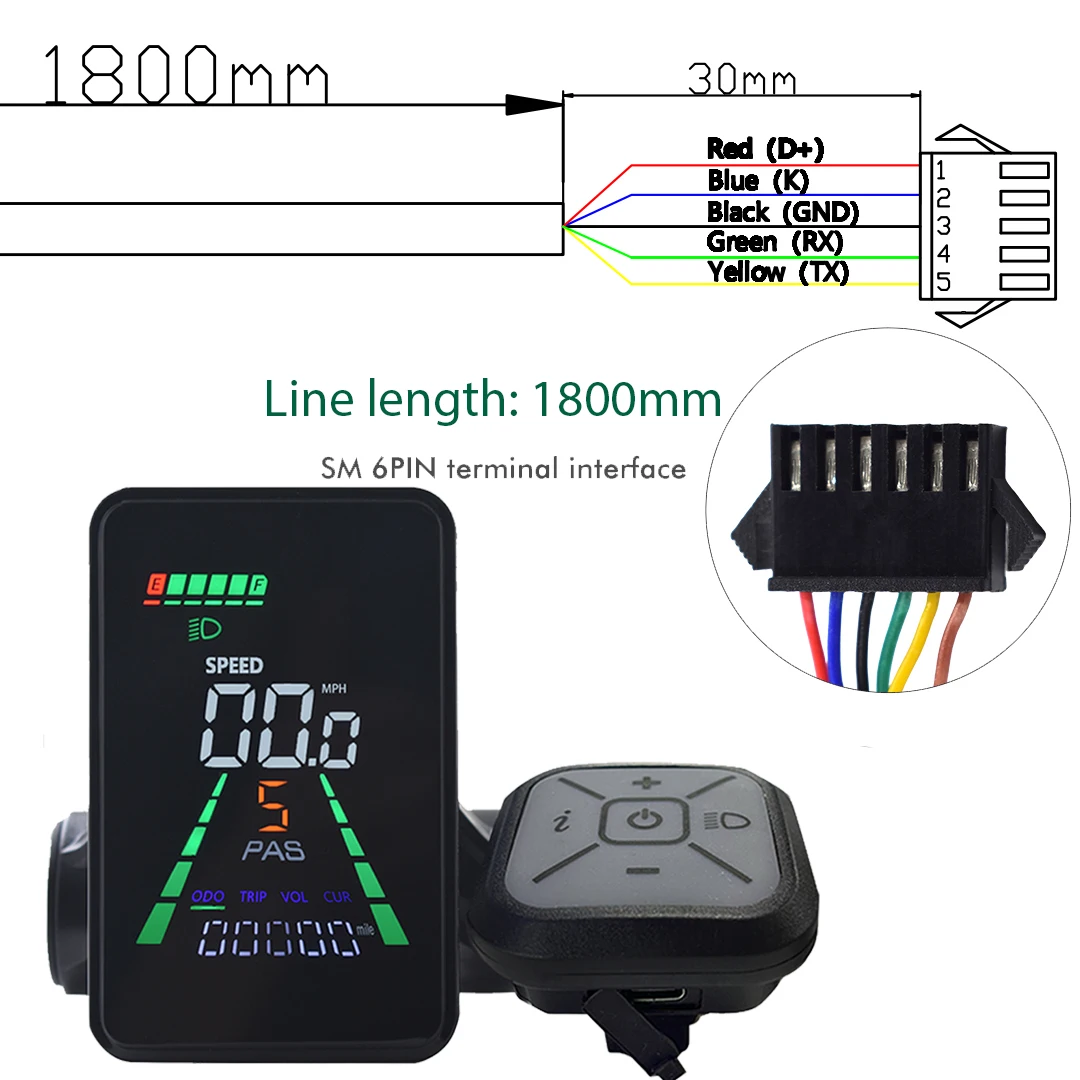 L5 LCD Display Meter Dashboard 24V 36V 48V 60V Elektrische Fiets Meter Display voor elektrische Scooter
