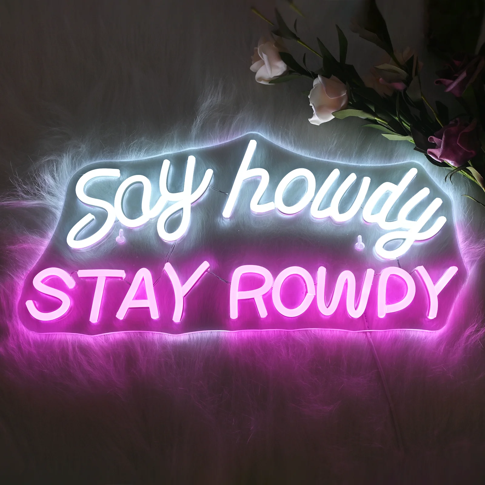 say Hoedy Stay rowdy Neon Sign Girl Girl Room Personalized Neon Cave LED Sign Bedroom Party Bar Light Party Bar Wedding Sign