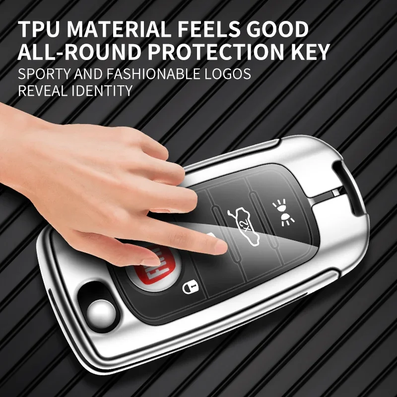 Car TPU Zinc Alloy Key Case Bag For Fiat TORO Logo Car Key Chain Metal Key Shell Auto Interior Decoration Accessories