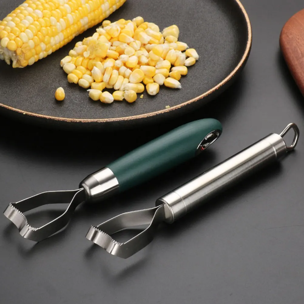 

2pcs Corn Stainless Steel Kitchen Tool Ergonomic Handle Curved Stainless Steel Handle Corn Peeler Design Long Use Vegetable