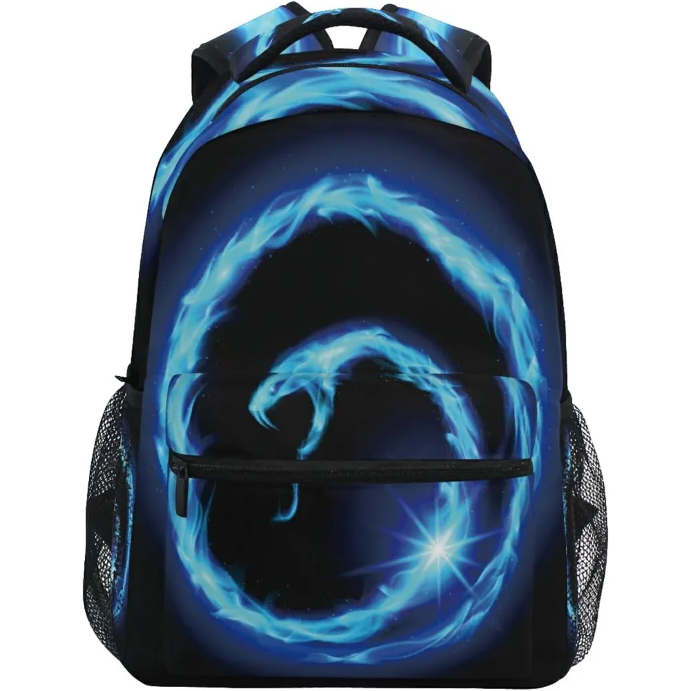 

Boy Girl Students School Bookbag, Blue Snake Pattern Waterproof Laptop Backpack, Suitable For Children Men And Women