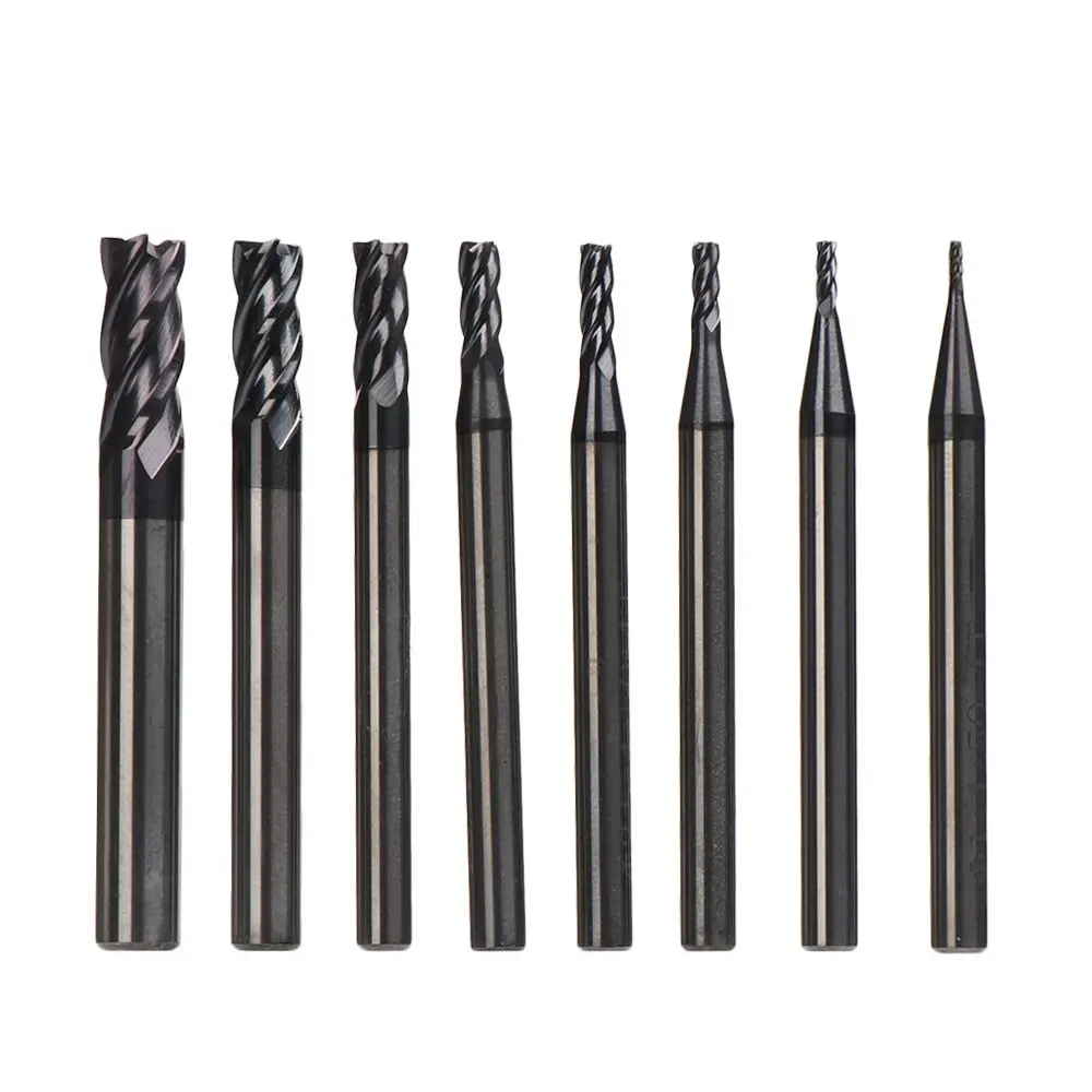 4 Flute Mill Cutter 1mm 1.5mm 2mm 2.5mm 3mm 4mm 5mm 6mm High Quality Tungsten Steel Endmill Cutting Machine Tools For Home DIY