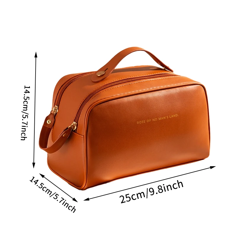 Large Cosmetic Bag For Women PU Leather Make Up Pouch Portable Washbag Travel Toiletries Organizer Storage Luxury Brand Hangbag