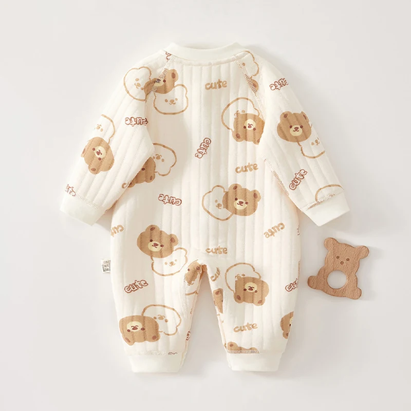

Newborn Cotton Jumpsuit Cute Bear Autumn Winter Boy Girl Warm Long Sleeves Romper Vest Baby Bodysuit Clothes Kids Clothing
