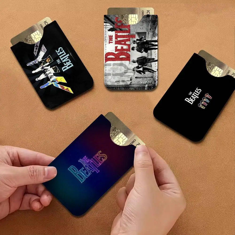 T-The-B-Beatles Rock Band Ultra-Thin Mini Leather Card Holder Wallets for Men Women Lightweight Soft Genuine Leather Credit Card