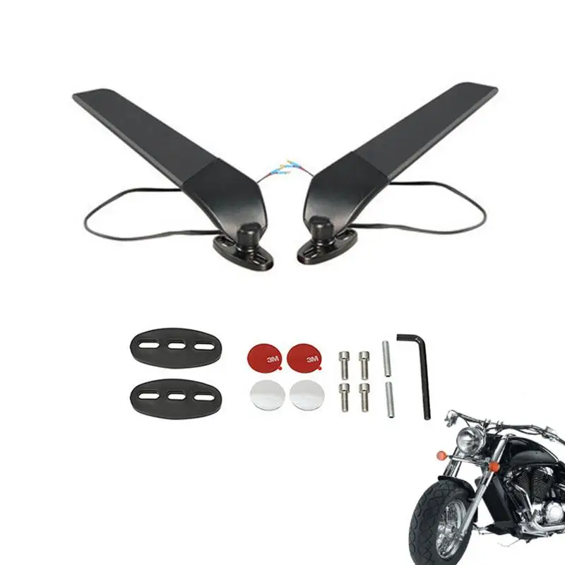 One Set Motorcycle Rearview Side Mirrors With LED Turn Signals Motorbike Aaccessories Turn Indicators Lights mirror