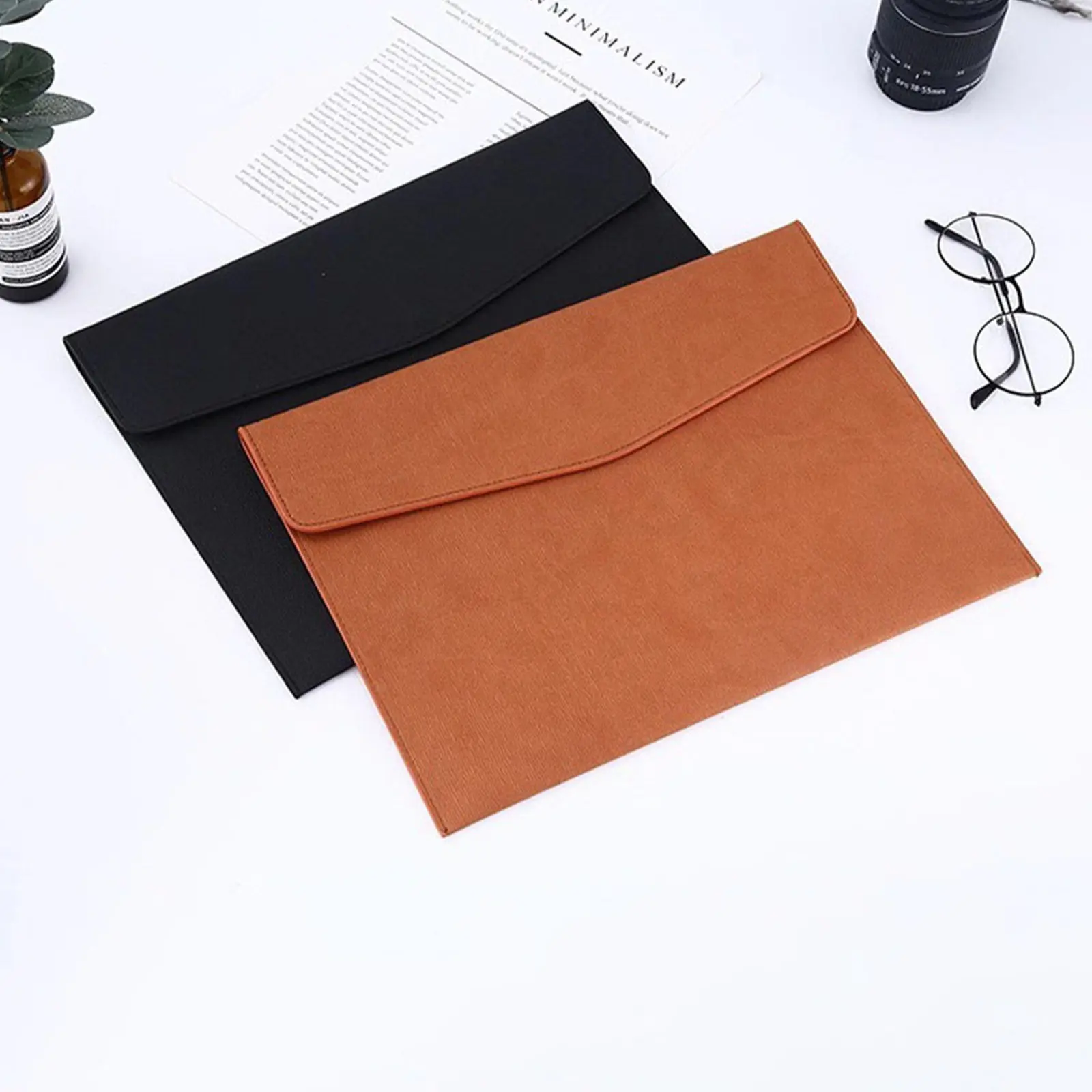 

A4 PU Business File Bag Large Capacity Slim Lightweight Document Briefcase for Men Office Travel College Students Gift