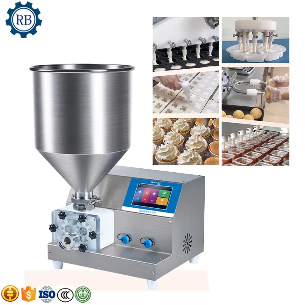 Bread Puff Stuffing Depositor Donut Cake Chocolate Jam Filler Inject Machine Pneumatic Cream Filling Machine With Mixing Tank