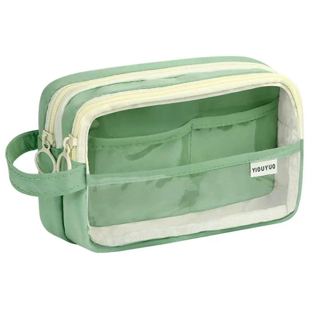 

Makeup Bag 5 Grid Transparent Pencil Case DIY Zipper Transparent Pen Bag Cute INS Stationery Box Office School Supplies