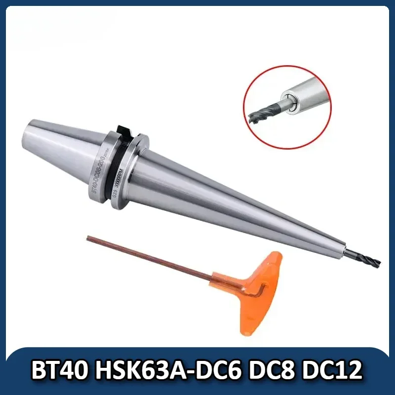 BT40 HSK63A Tool Holder DC6 DC8 DC12 Chuck HSK BT DC Pull Back Tool Holder For CNC Machine Deep Processing Small Diameter Tools