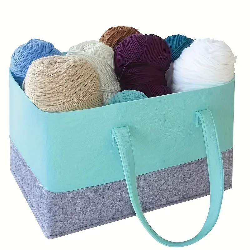 1pc Felt Handbag Large Capacity Shopping Bag, Foldable Tote Bag For Toy Book Sundries Storage With Handle