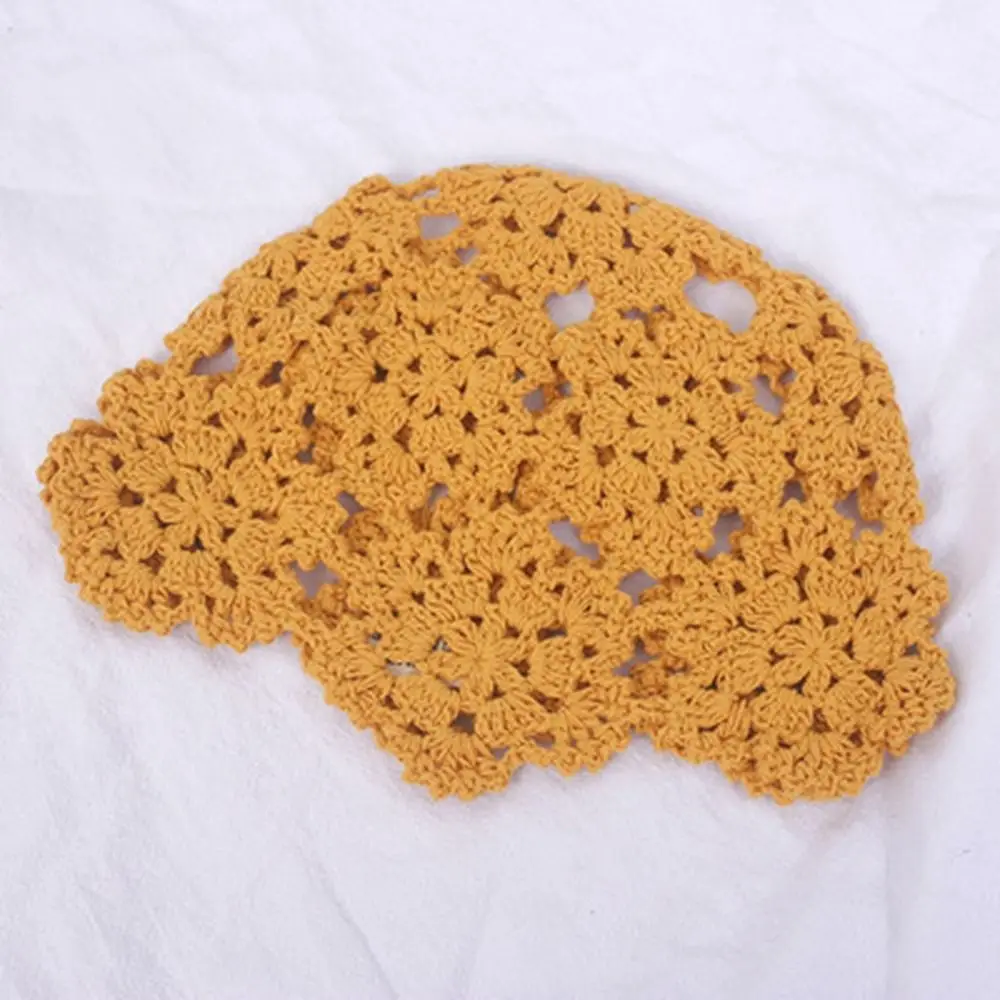 Fashion Ethnic Style Crochet Bucket Hat Panama Cap Handmade Hollow Flower Knitted Hat Basin Hat Korean Beanies Autumn 4