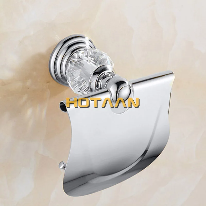 Bathroom Chrome Paper Holder With Crystal Wall Paper Roll Rack Hangs Paper Towel Holder Archaize Waterproof Toilet Paper  Holder