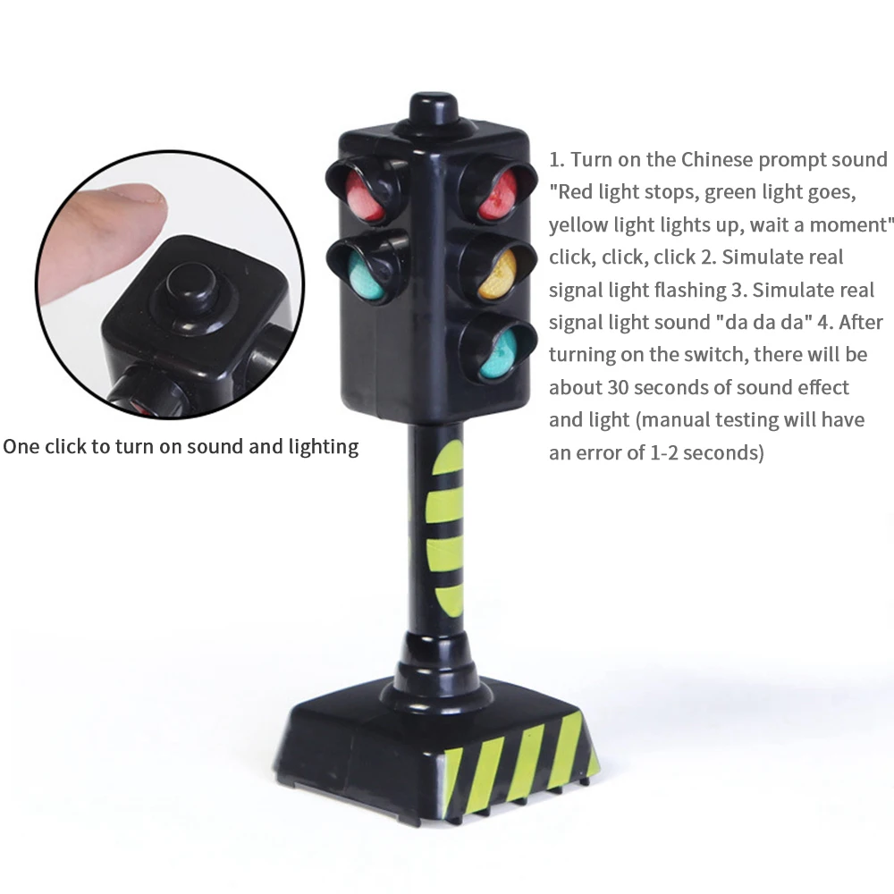 Traffic Signal Light Model Child Toddlers Early Safety Educational Toy Mini LED Lamp Street Train Railway Scenes Building Kits