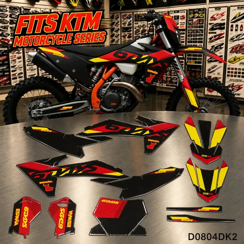 Для KTM SX 65 2024-2026 6DAYS SIXDAYS SPAIN Комплект графических наклеек и стикеров для мотоцикла D0804DK