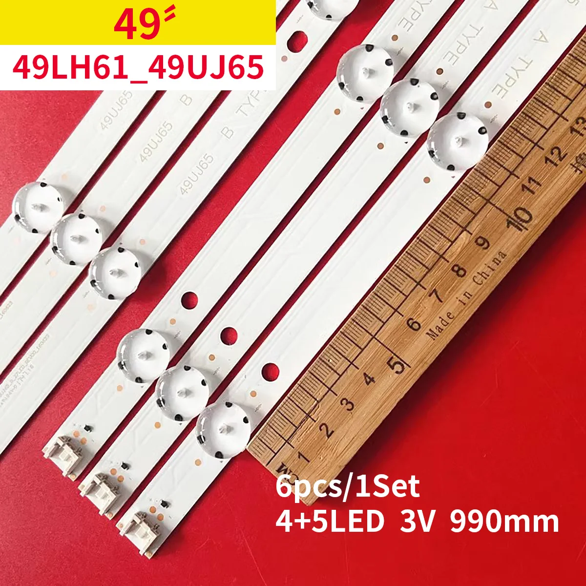 

Kit 6pcs LED for TV 49UJ701V 49LJ614V 49UJ650 49UJ670V 49UJ634V 49UJ670 49UJ651V 17Y 49LJ61 49LH61 49UJ65 A B 27LED