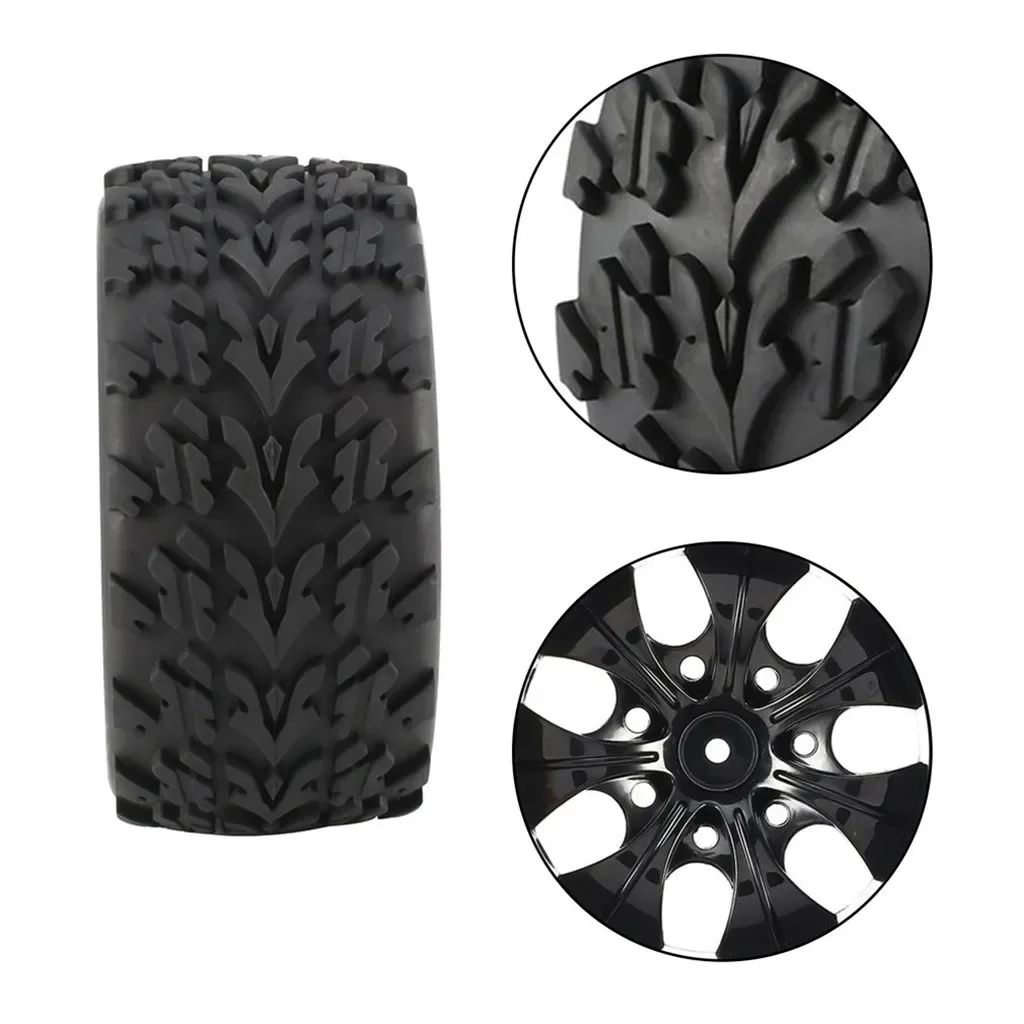 Off-Road caminhão pneus, 55x115mm, roda de plástico jante, borracha pneu para HSP HPI, 94108, 94111, 94188, 1/10, 4pcs