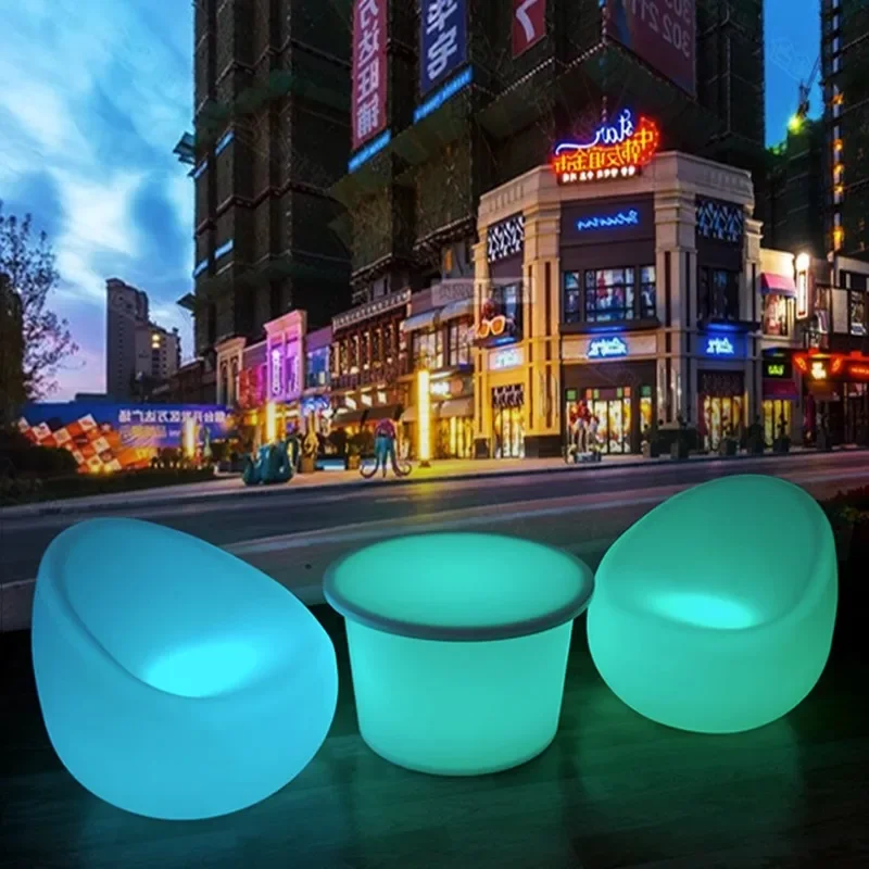 Custom promotion outdoor coffee table bar entertainment table lounge table and chairs LED round sofa colorful stool