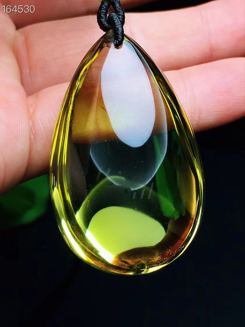 

Natural Yellow Citrine Quartz Crystal Big Pendant 48*30*21mm Gemstone Women Men Water Drop Wealthy Bead Necklace AAAAA