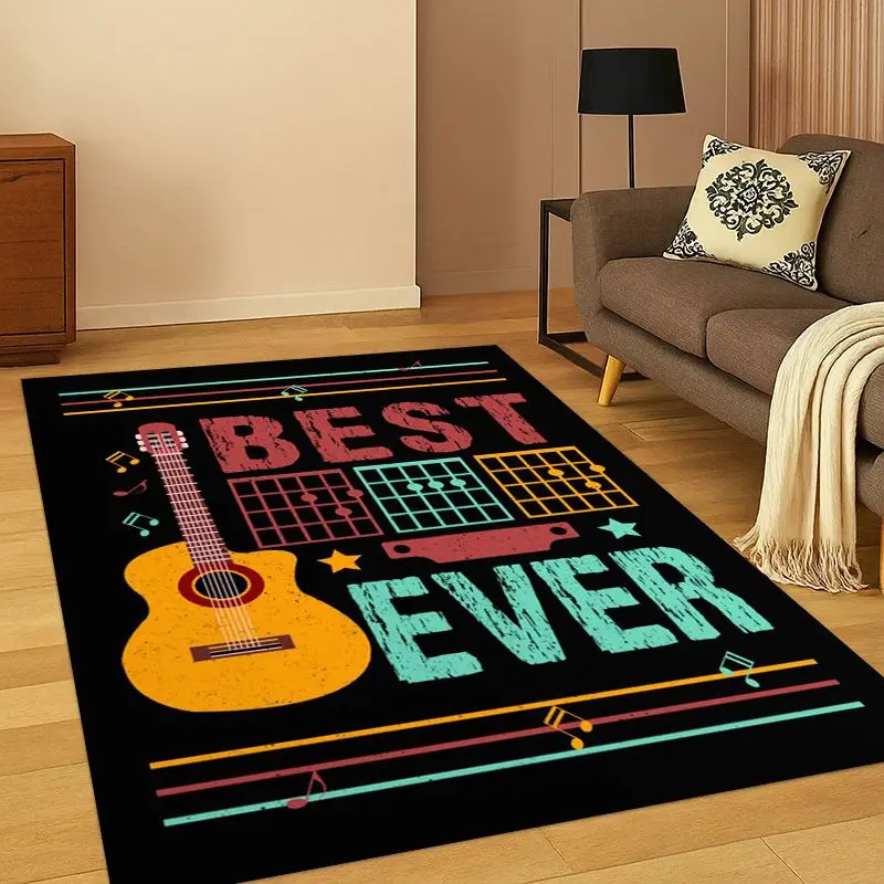 Music Theory Chart Guitar Chords Carpet Rug for Bedroom Living Room Sofa Playroom Doormat Home Decor,Kid Game Area Rug Non-slip