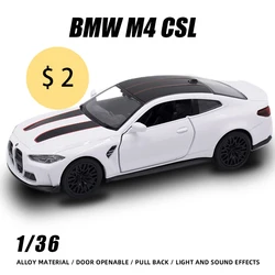 1:36 BMW M4 CSL Metal Sports Vehicles Supercar Fast and Furious One Piece Car Toy Boy Diecast Auto Model Gift Hot Wheels Pull