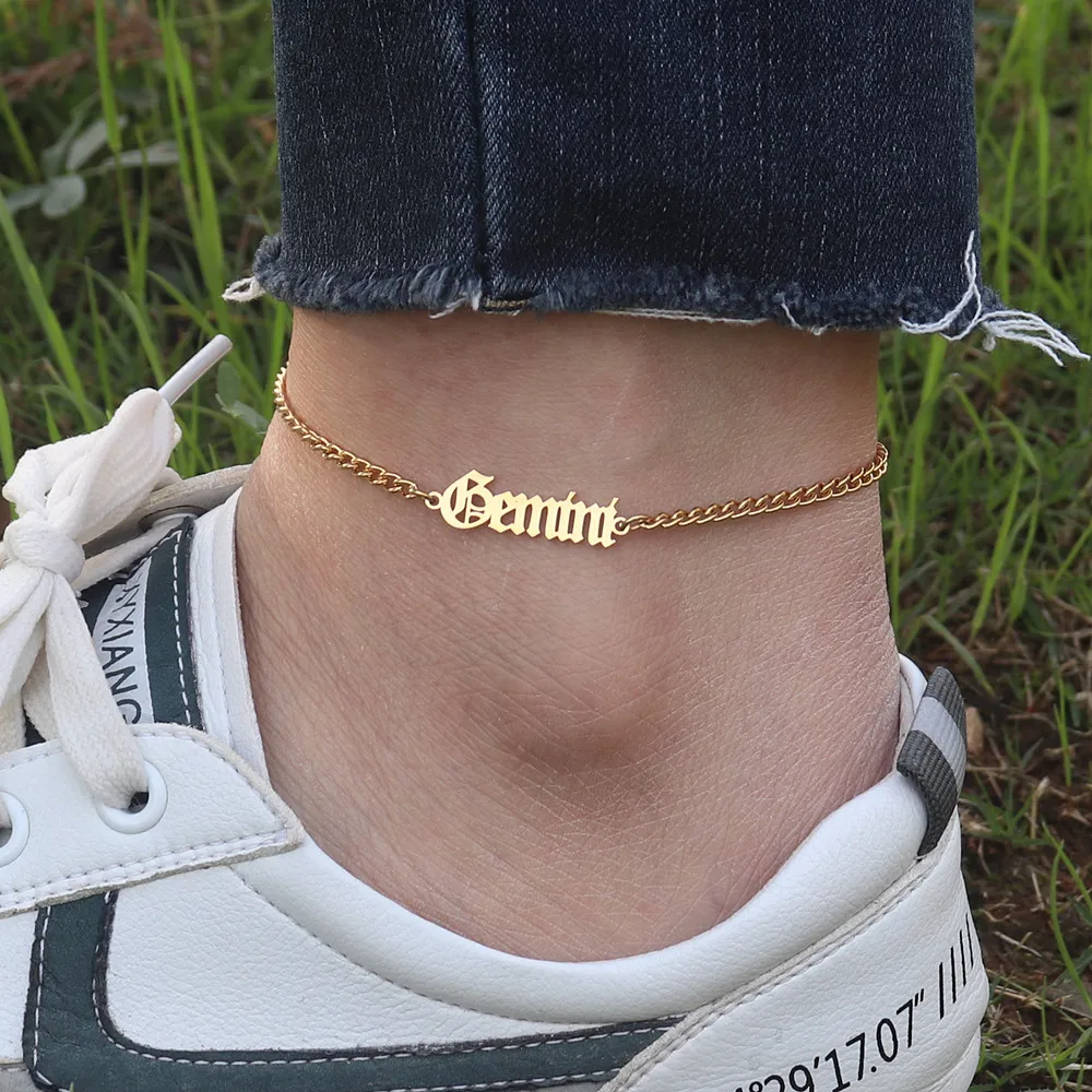 Summer Jewelry 12 Zodiac Signs Anklets Stainles Steel Women's Foot Chain  Aries Tauru Libra Horoscope Bracelet Beach Accessory